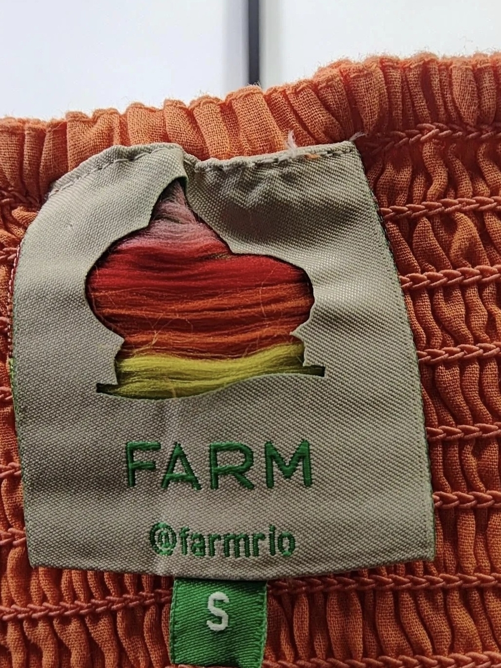 FARM Rio Orange Smocked Ruffle Hem Skirt - Picture 4 of 4